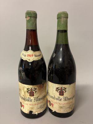 two bottles of wine sitting next to each other on a table