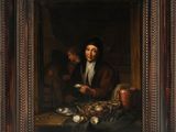 un tableau représentant un homme en train de manger devant une table