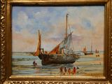 une image d'un tableau représentant un bateau sur l'eau