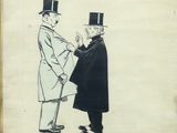drawing of a man in a top hat and a man in a top hat shaking hands