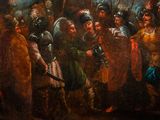 an image of a painting of a group of people dressed in medieval clothing