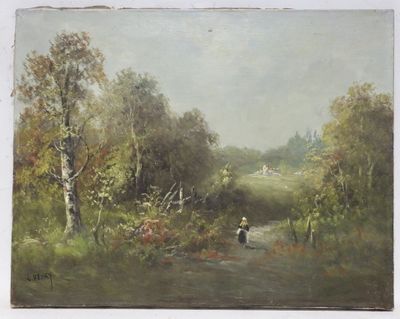 L. HENRY(XIX-XXème siècle). Femme dans la foret. - Photo 1