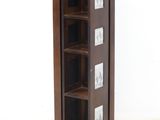 an image of a tall wooden bookcase with glass doors
