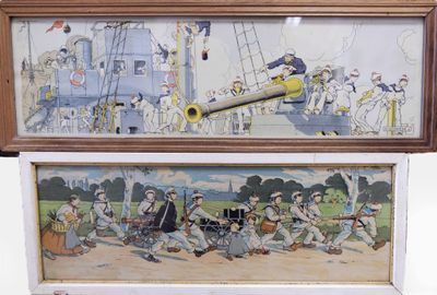 deux photos encadrées représentant un tableau où figure un groupe de personnes