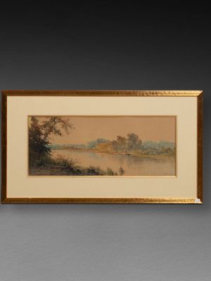 Paul LANGLOIS (1858 - 1900). Vue d'un étang
