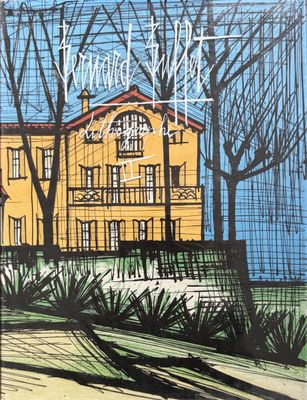 drawing of a yellow house with a blue sky in the background