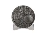 an image of a coin on a stand on a white background