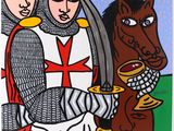 une image représentant un tableau d'un chevalier et d'un cheval