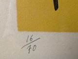 an image of a drawing of a bird on a yellow background