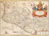 une vieille carte de l'Espagne avec des armoiries