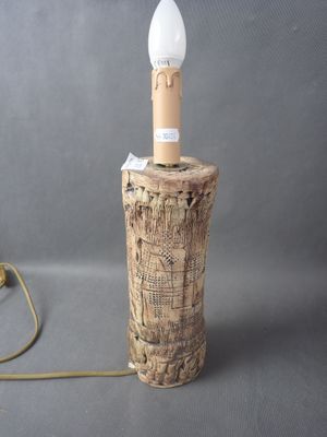 Pied de lampe en céramique scarifiée, H totale 42 cm