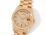 rolex lady ' s 18k yellow gold diamond watch
