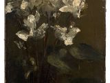 an image of a painting of flowers in a vase on a table
