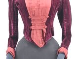 purple and pink jacket on a mannequin with a pink top