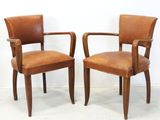 paire de chaises Art déco avec dossiers rembourrés de cuir
