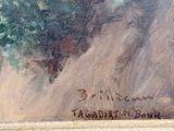an image of a painting of a woman sitting on a bench in a park