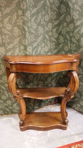 Console Louis Philippe chantournée à 2 plateaux, ouvrant à 1 tiro...
