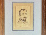 a drawing of a man with a beard in a wooden frame