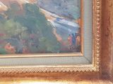 a painting of a man riding a horse on the beach