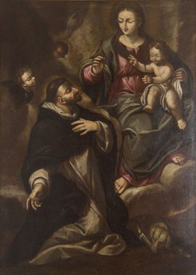 une image représentant un tableau de la Vierge à l'Enfant entourée d'anges