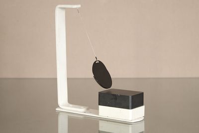 a black and white object that is on a table
