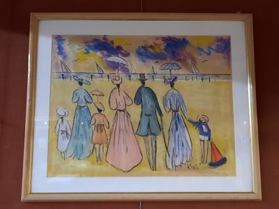une photo d'un tableau représentant une famille accroché au mur