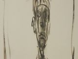 drawing of a man with a hat on his head in a frame