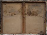 an old picture of a window with a message on it