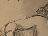 drawing of a woman sitting on a chair with her legs crossed
