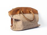 sac fourre-tout beige et marron sur fond blanc