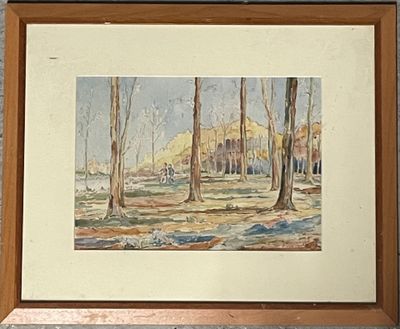 M. SCHLESINGER Paysage animé. Aquarelle signée en bas à droi…