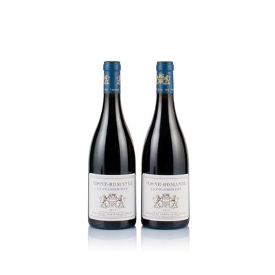 two bottles of red wine on a white background