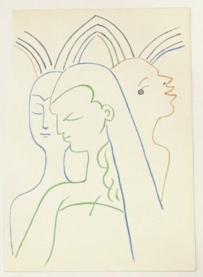 an image of a drawing of a woman and a cat