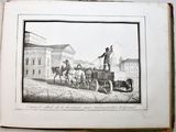 an old book with a picture of a man on a horse drawn carriage
