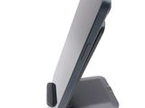a close up of a cell phone on a stand