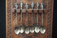 12 cuillères d'apôtres avec support mural en bois sculpté - … (photo 3)