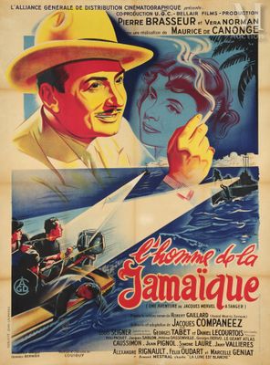 a poster for a movie starring a man with a knife and a woman in a boat