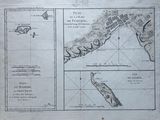 une ancienne carte de l'île de Sainte-Hélène, indiquant l'emplacement de l'île de Sainte-Hélène, et l'emplacement de l'île de Sainte-Hélène