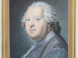 painting of a portrait of a man with white hair in a gold frame