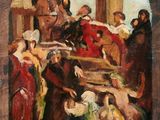 an image of a painting of a group of people in a church