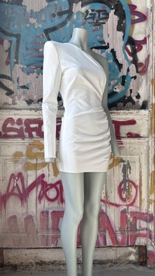 Robe Cocktail T. 38 A. VAUTHIER en crêpe élastane blanche ne…