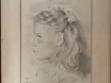 pencil drawing of a young girl with a flower in her hair