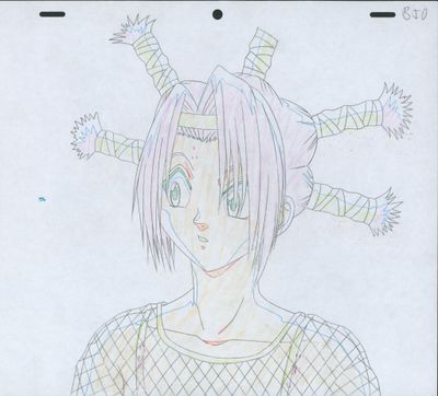 dessin représentant une fillette coiffée de cornes, vêtue d'une robe