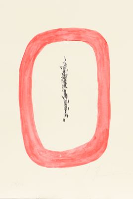 an image of a drawing of a red square with a black line in the middle