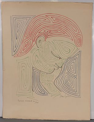an image of a drawing of a woman ' s face with a rainbow in the background