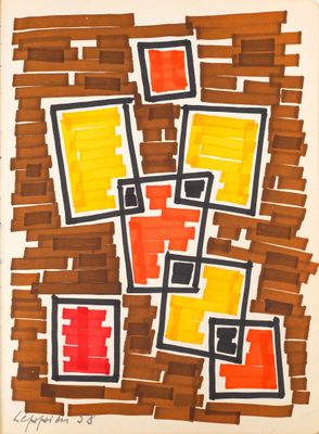 une image représentant un dessin composé d'un ensemble de carrés sur une feuille de papier