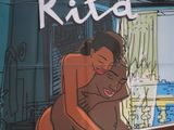 une affiche représentant un dessin humoristique d'une femme noire en train d'enlacer un homme noir