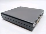 a black box with two ports on it on a white surface