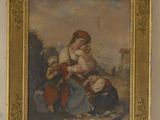 une photo d'un tableau représentant une femme tenant un enfant dans ses bras