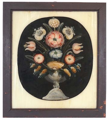 a picture of a painting of flowers in a vase
